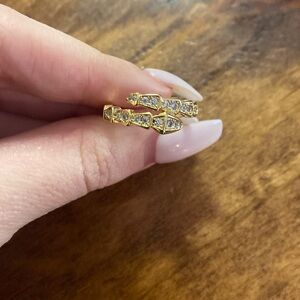 Female Ring Gold Color Snake Shaped Zircon Stone Adjustable Ring